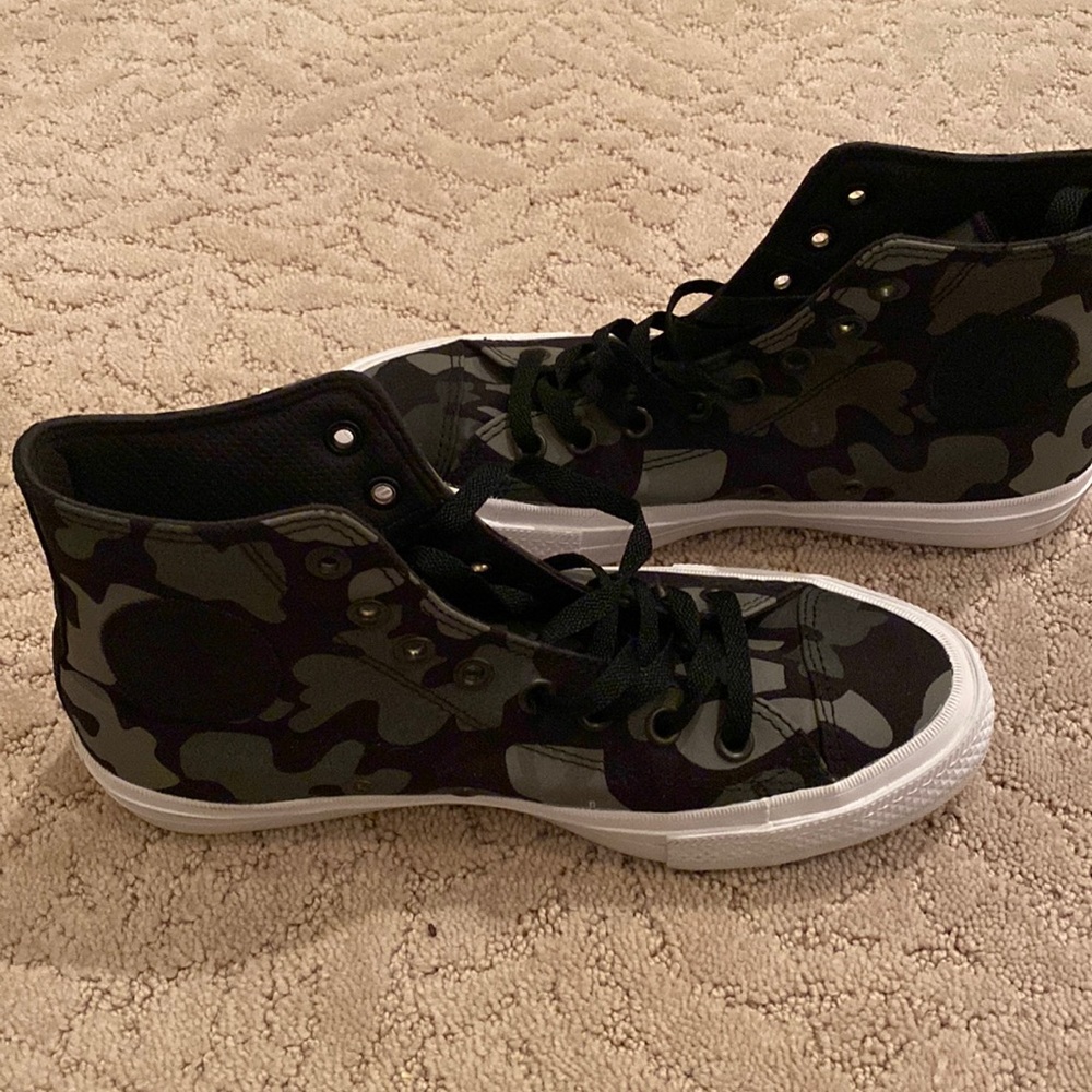Converse black camo high top sneakers!